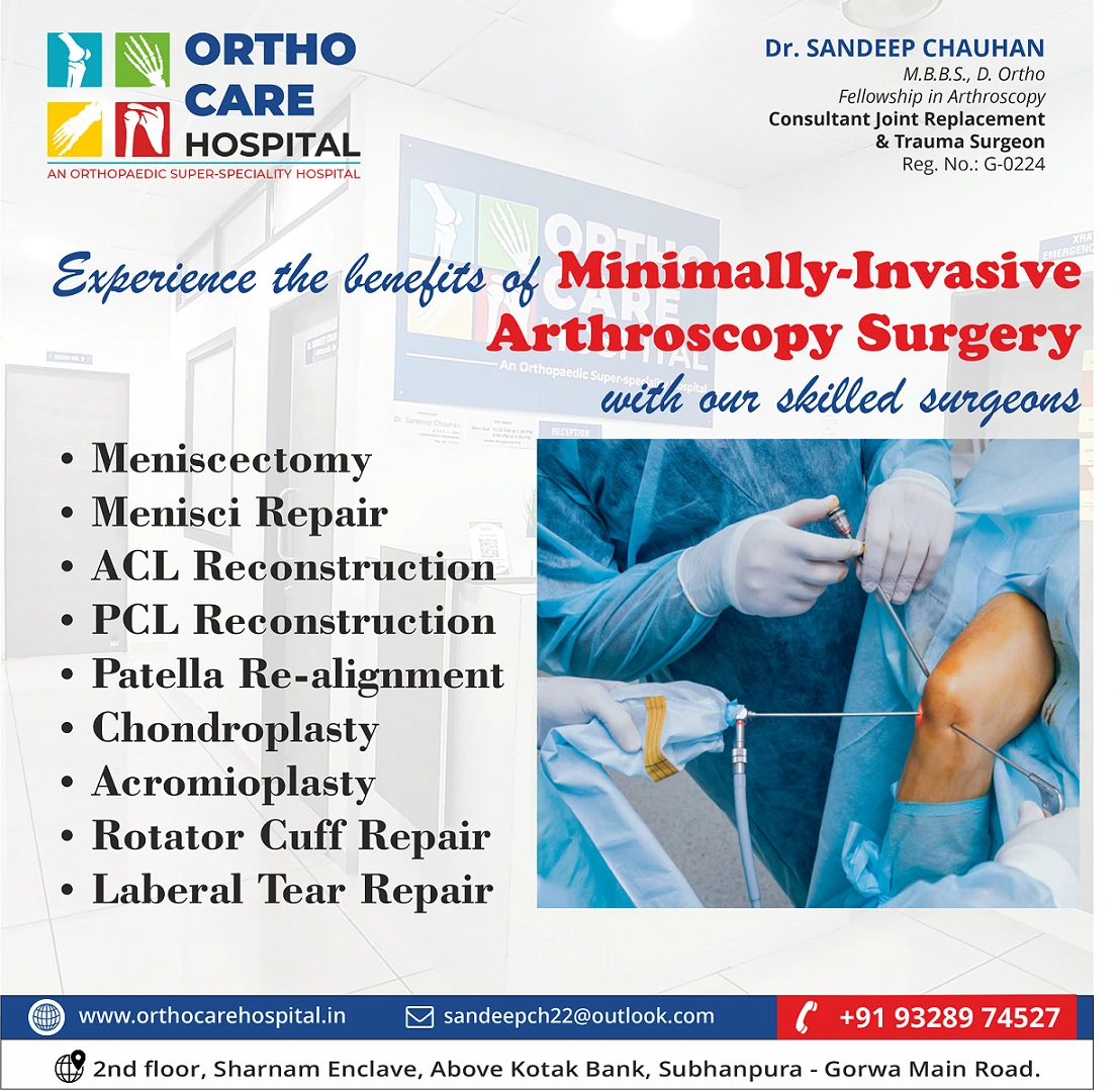 Minimally invasive arthroscopy and sports medicine surgery for joint injuries in Vadodara.