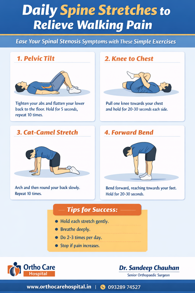 Daily spine stretches for pain relief Expert Orthopaedic Care in Vadodara | Ortho Care Hospital